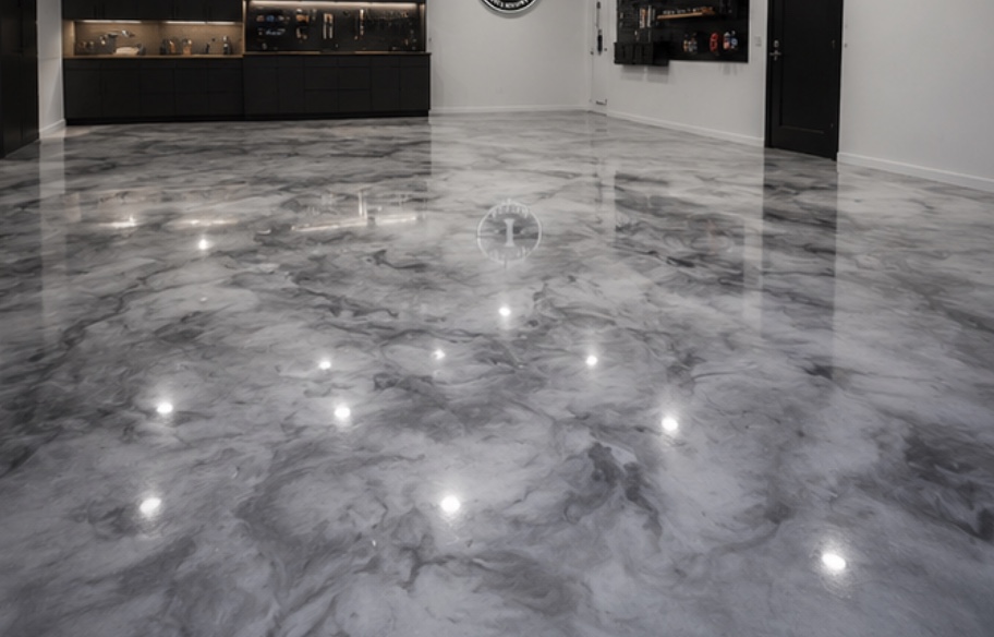Custom metallic epoxy floor